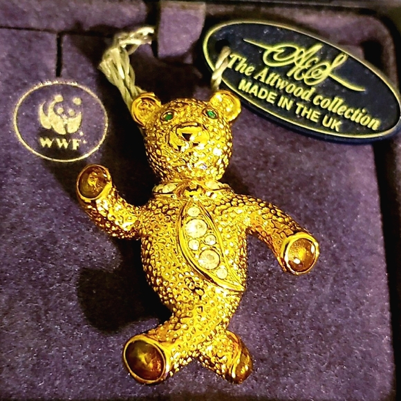 The Attwood Collection-Vintage A&S Signed Gold Plated & Crystal Teddy Bear B… - Picture 1 of 5